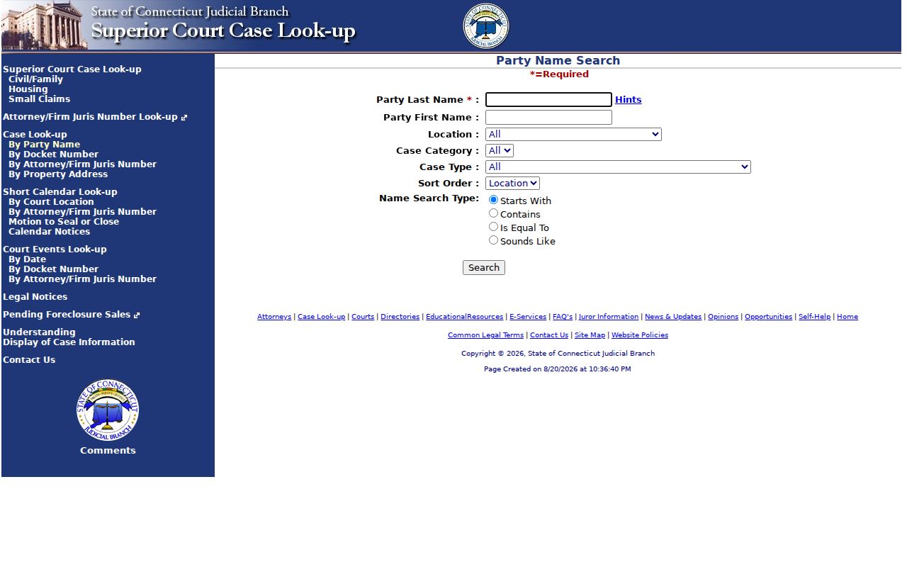 Fairfield residents directory Bridgeport civil party search